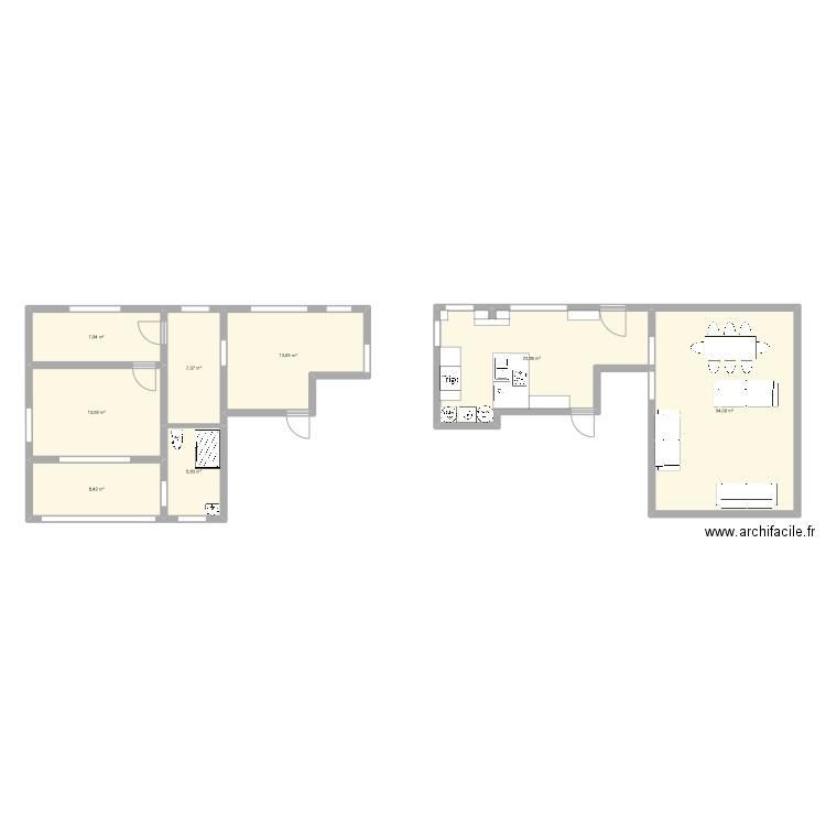 Hendaye. Plan de 8 pièces et 115 m2