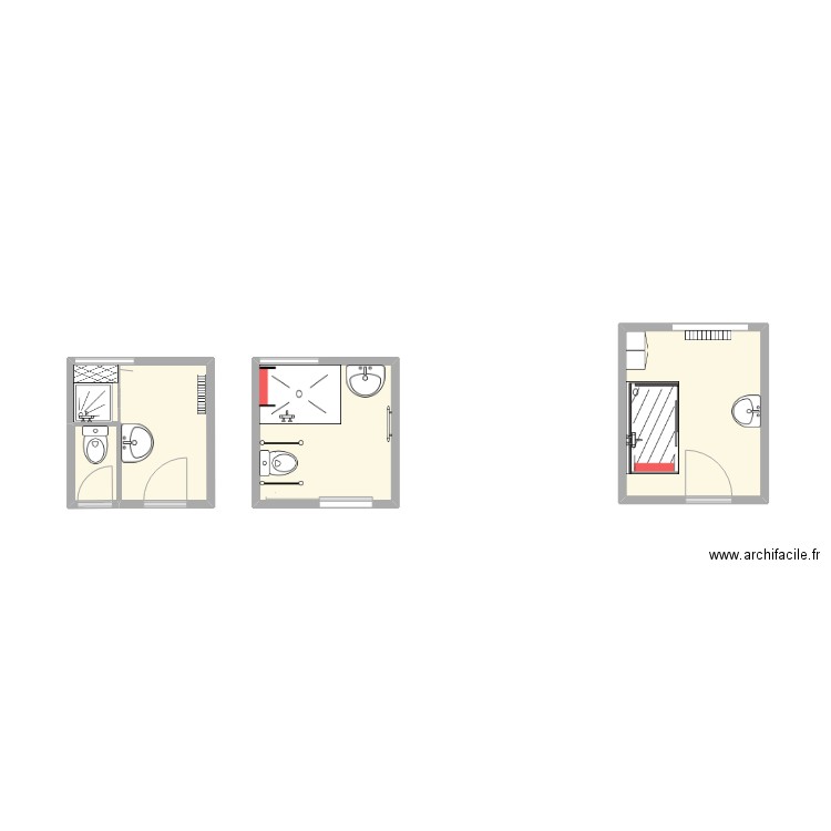 salle de bain B. Plan de 3 pièces et 13 m2