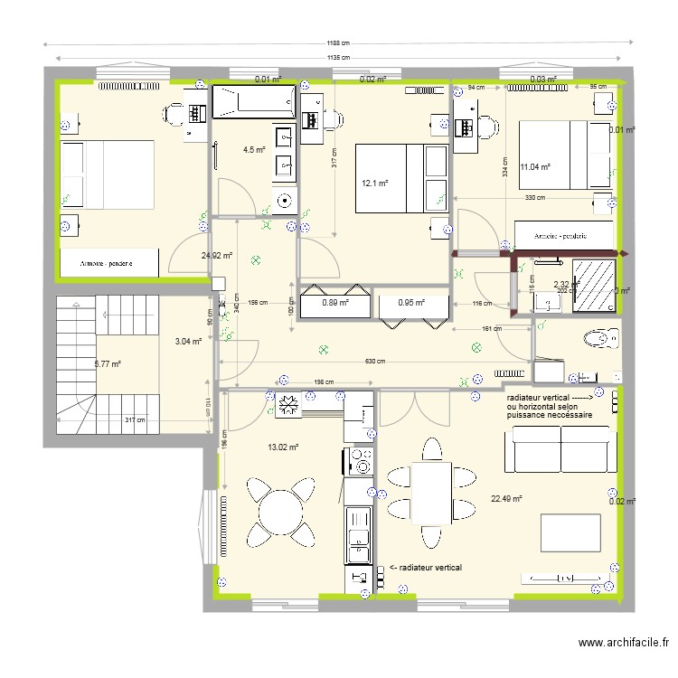 fusain original etage sdb amenagee. Plan de 0 pièce et 0 m2