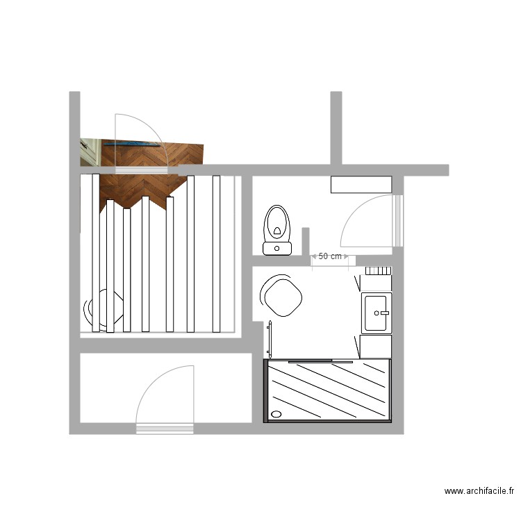 SDB 2 vue plancher. Plan de 0 pièce et 0 m2