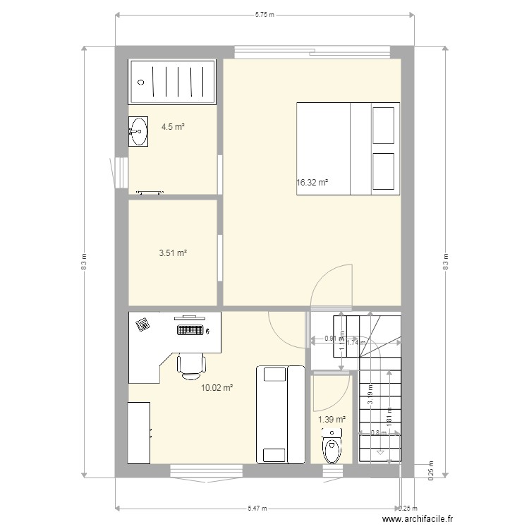 Surélévation. Plan de 0 pièce et 0 m2