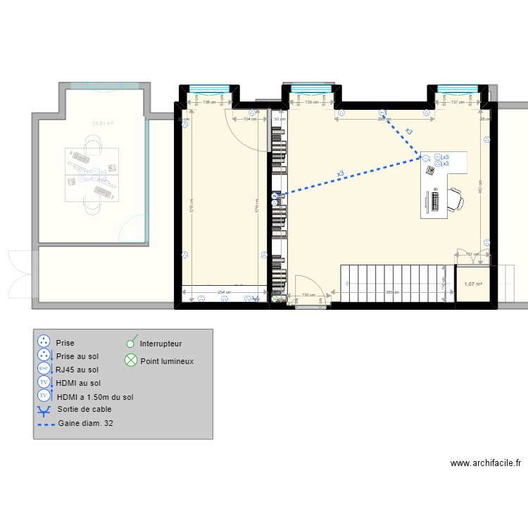 Projet Regie Pro (Elec). Plan de 12 pièces et 179 m2