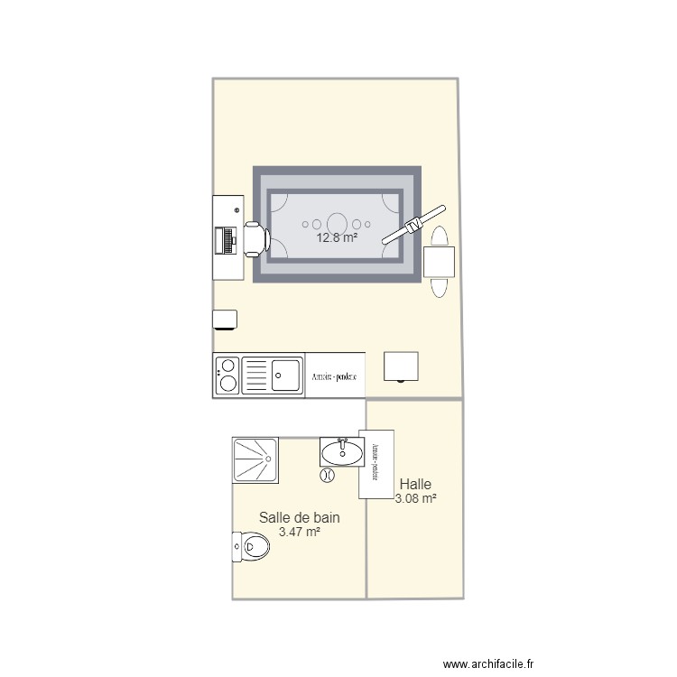 studio . Plan de 0 pièce et 0 m2