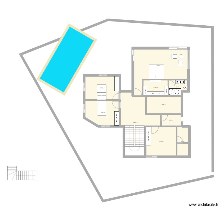 Villa AD. Plan de 10 pièces et 133 m2