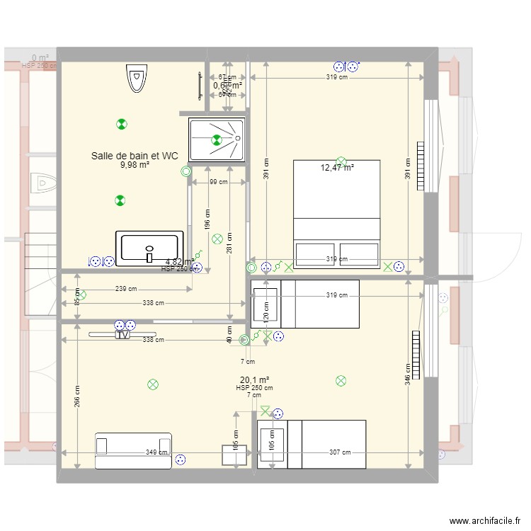 dernier plan etage. Plan de 16 pièces et 123 m2