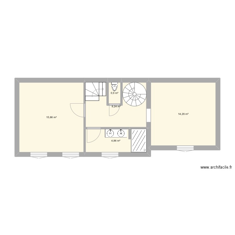 girardin étage. Plan de 5 pièces et 44 m2