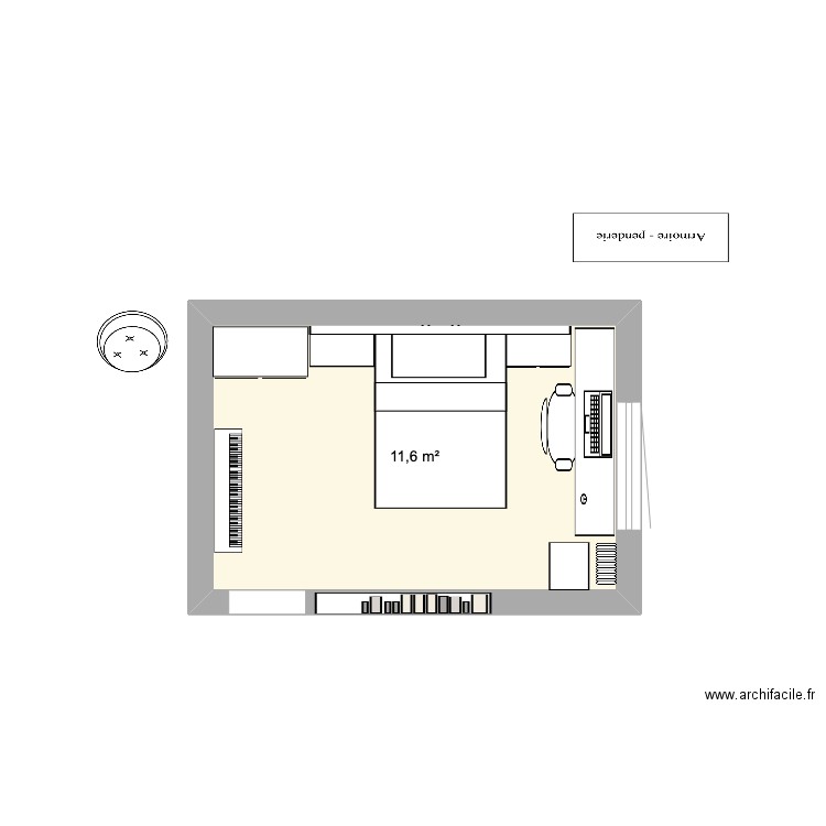 Nouvelle Chambre Clara 3. Plan de 1 pièce et 12 m2