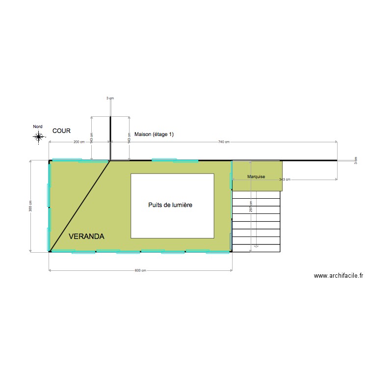 véranda et puits de lumière. Plan de 0 pièce et 0 m2