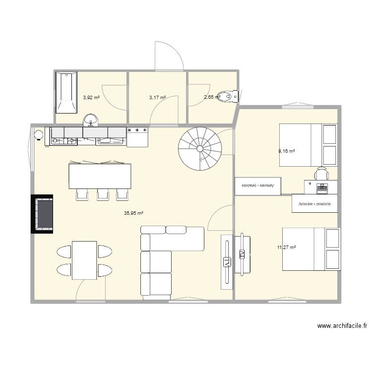 le vau morin 3. Plan de 6 pièces et 66 m2