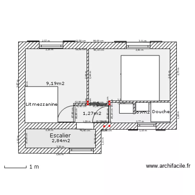 1er étage sdb latérale. Plan de 1er étage sdb latérale. Plan de