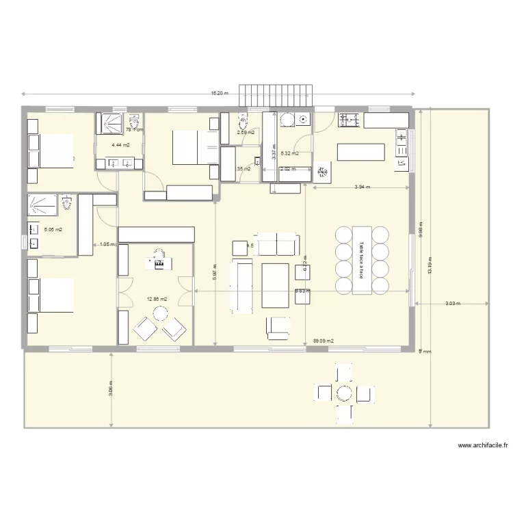 La case bambou plan 3 sans garage. Plan de 