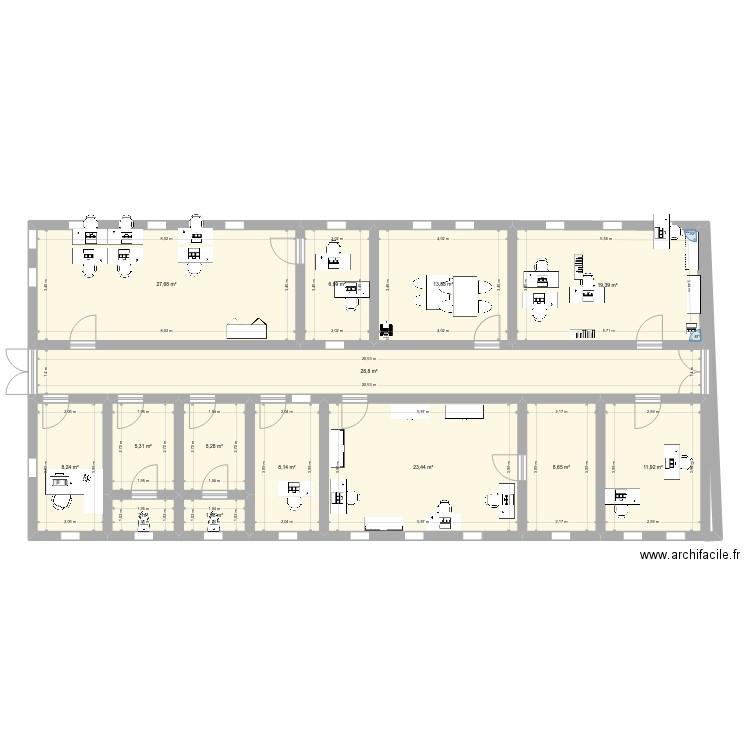 plan 2. Plan de 14 pièces et 172 m2