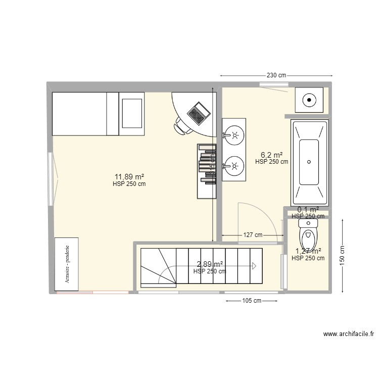 chambre et salle de bain idée 3. Plan de 0 pièce et 0 m2