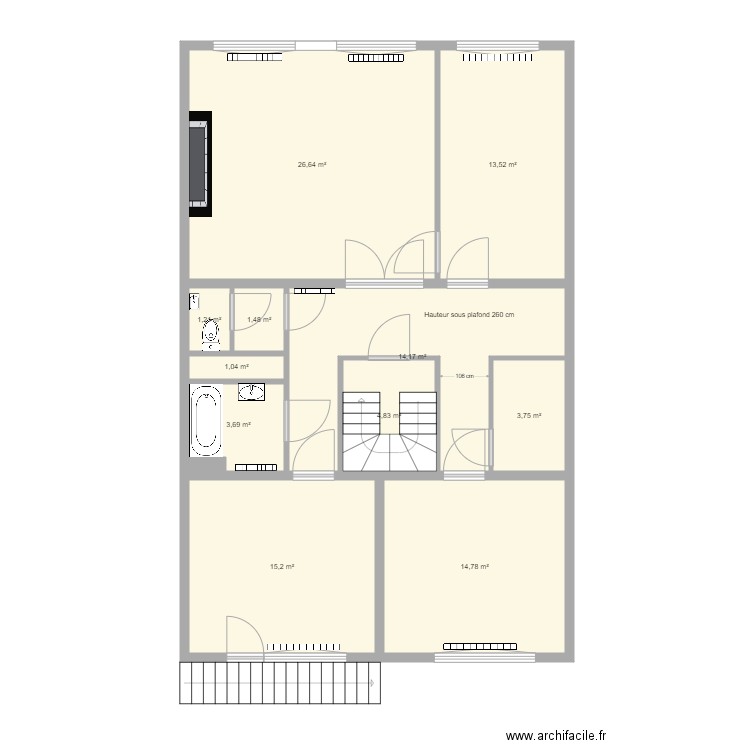 Debrigode. Plan de 11 pièces et 100 m2