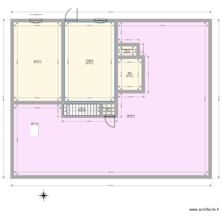 Martin rdc. Plan de 7 pièces et 198 m2