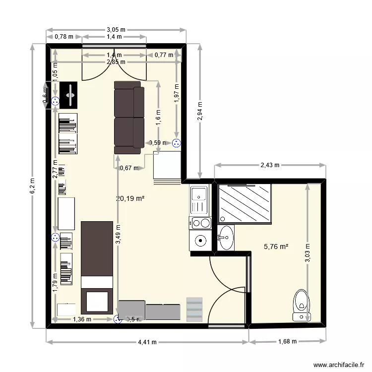 nouvel appart. Plan de 2 et 26 m² nouvel appart. Plan de 2 et 26 m²
