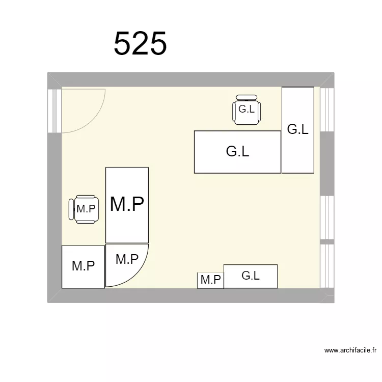 Bureau R 25 - M.PELTIER - G.LEBEGUE. Plan de 