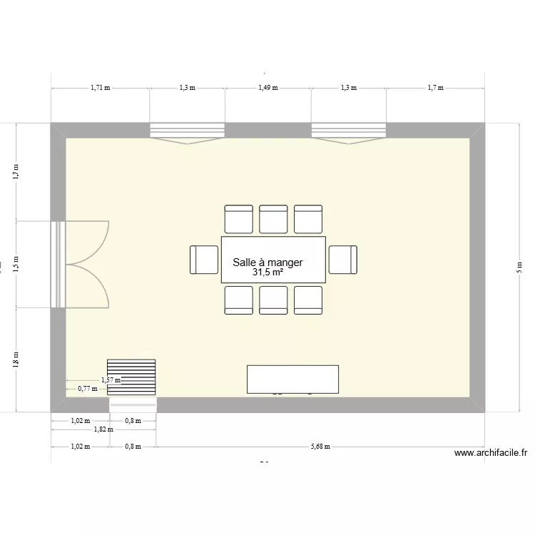 plan salle &agrave; manger 3. Plan de 1 Pièce et 32 m²