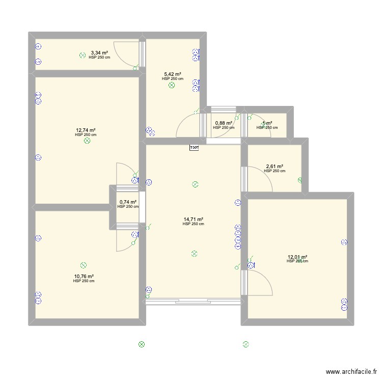 François. Plan de 10 pièces et 64 m2