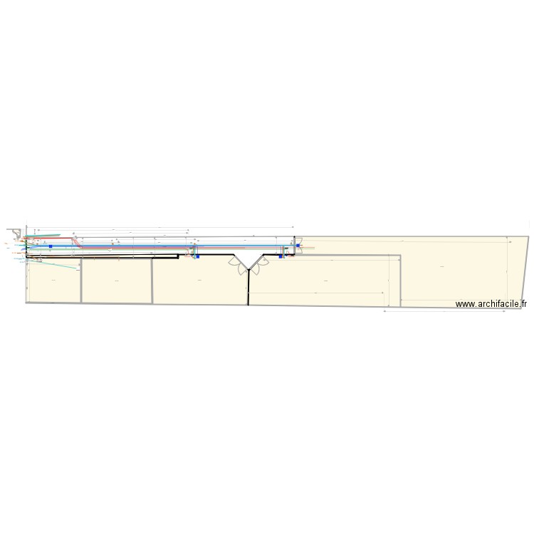 Implantation des réseaux E 1 V. Plan de 9 pièces et 1311 m2