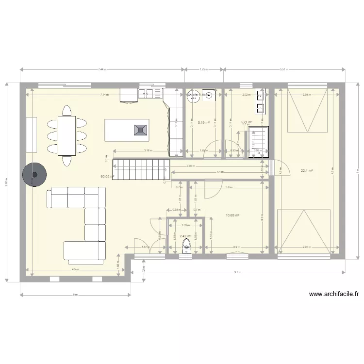 maison r 1 etage. Plan de 