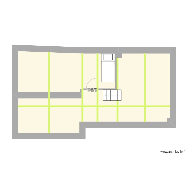 gatou  projet réaménagement combles . Plan de 1 pièce et 47 m2