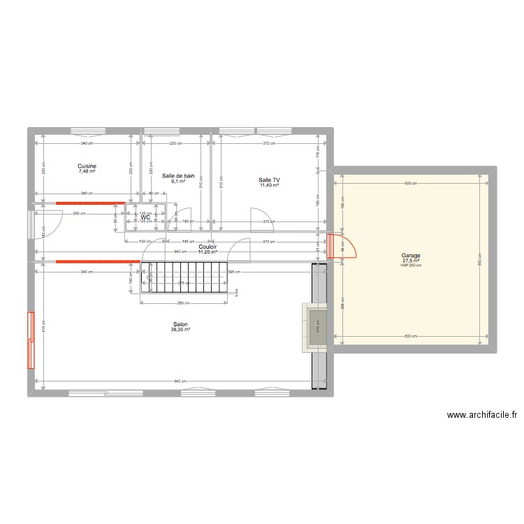 Maison Roche rdc plan sec. Plan de 7 pièces et 103 m2