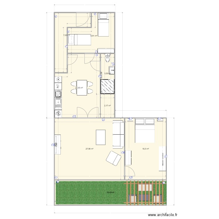 appart vert  f3. Plan de 8 pièces et 103 m2