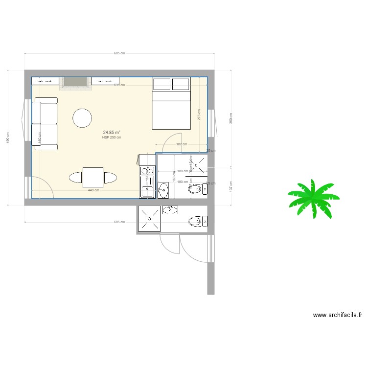 studio. Plan de 0 pièce et 0 m2