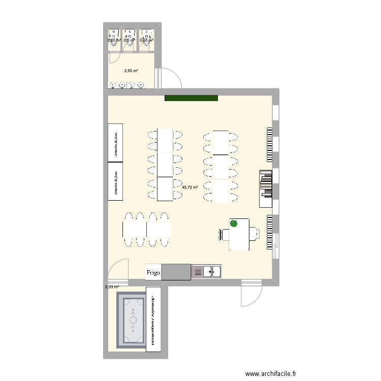 plan EAC2. Plan de 6 pièces et 55 m2