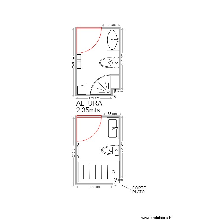 ANTONIO OROZCO . Plan de 2 pièces et 7 m2