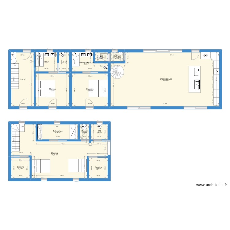 chambre longere. Plan de 0 pièce et 0 m2