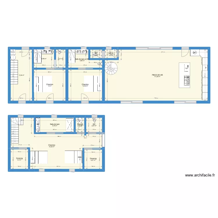chambre longere. Plan de chambre longere. Plan de