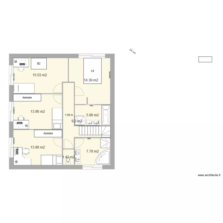 maison1 etage. Plan de 