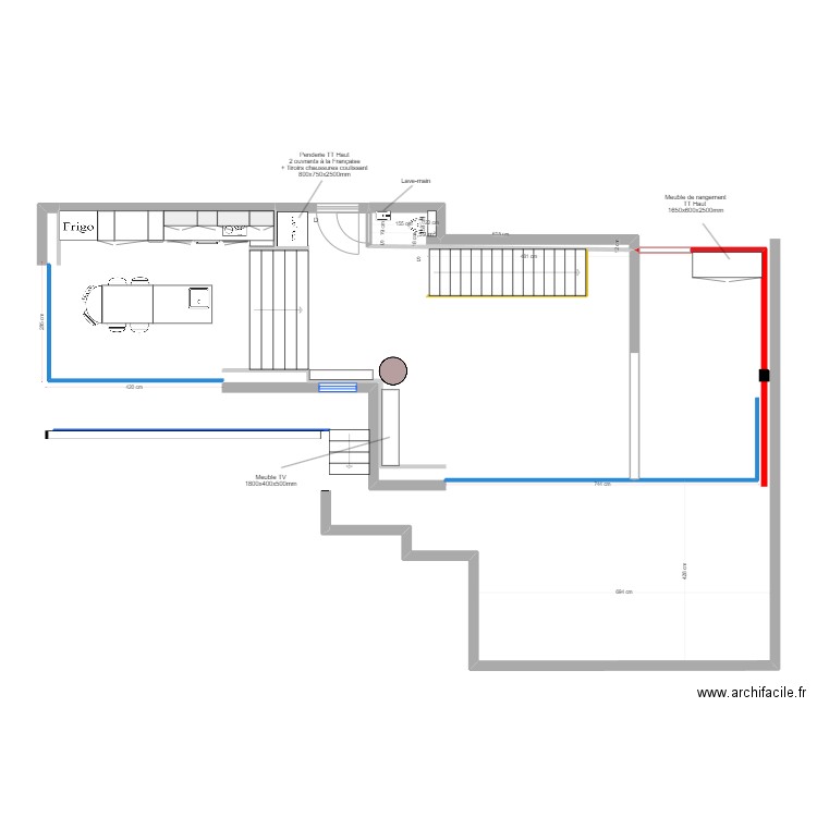 Roc Mer  - Cuisine V1. Plan de 1 pièce et 2 m2