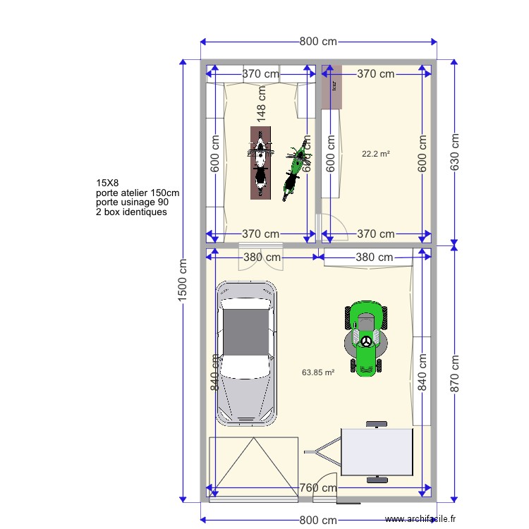 test garage 15x8. Plan de 0 pièce et 0 m2