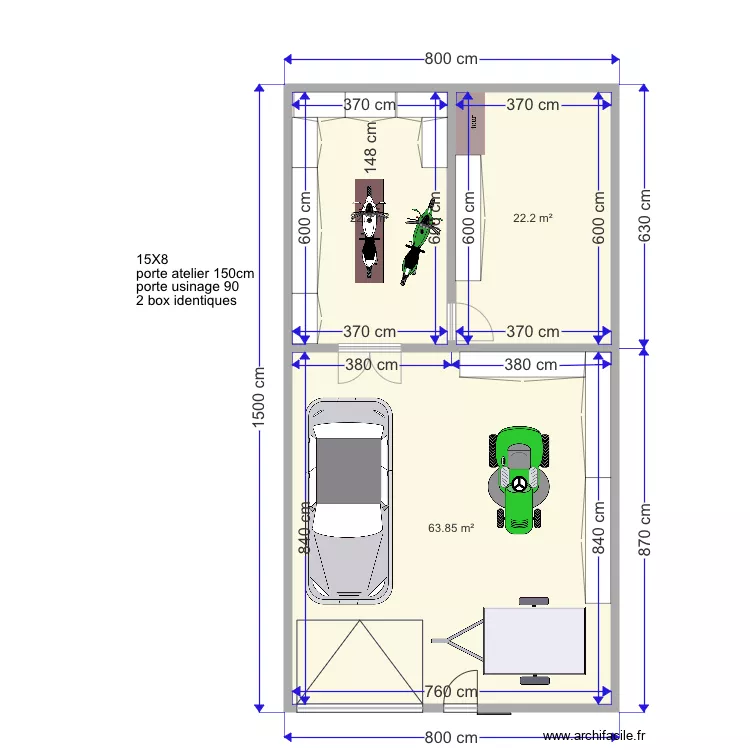 test garage 15x8. Plan de 