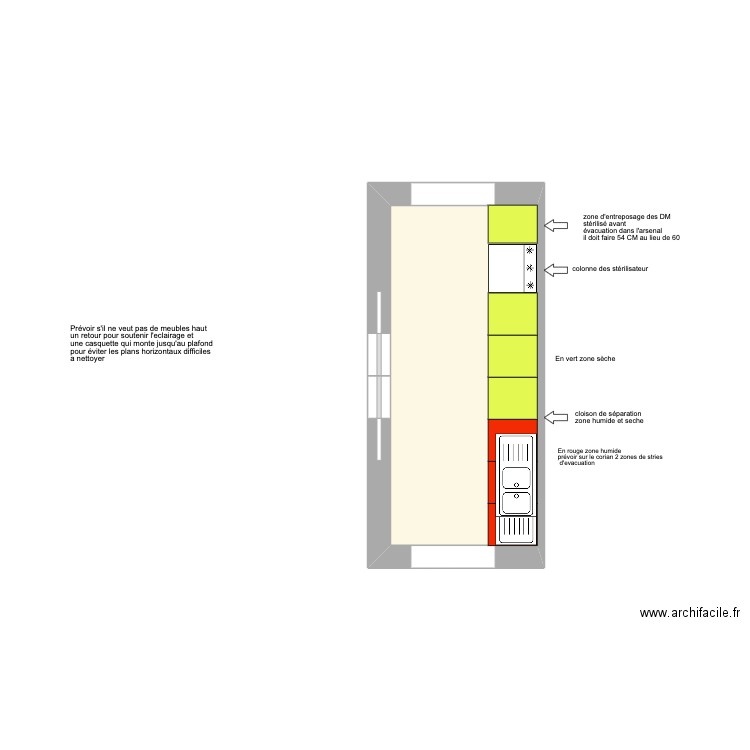 plan du cèdre initial. Plan de 1 pièce et 10 m2