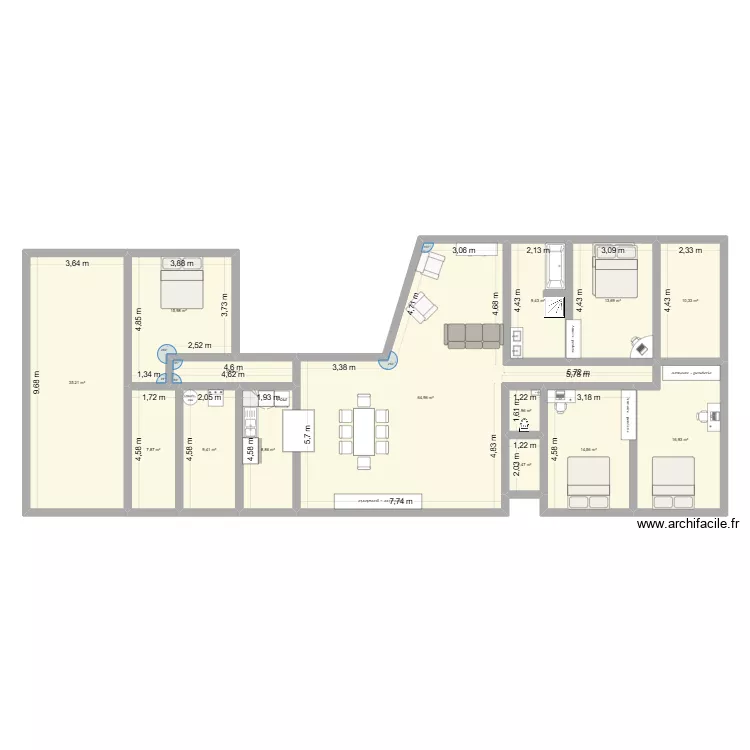 maisin 1. Plan de 14 Pièces et 216 m²