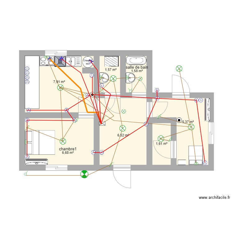 Said sidi. Plan de 7 pièces et 31 m2