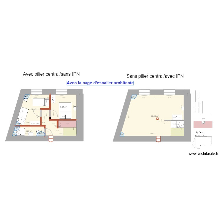 etage xavierescalier architecte. Plan de 0 pièce et 0 m2
