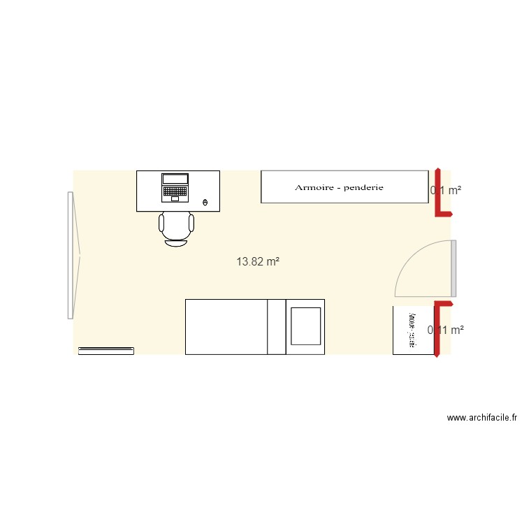 bureau plié. Plan de 0 pièce et 0 m2