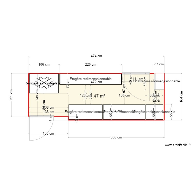 plan de maison cellier. Plan de 1 pièce et 7 m2