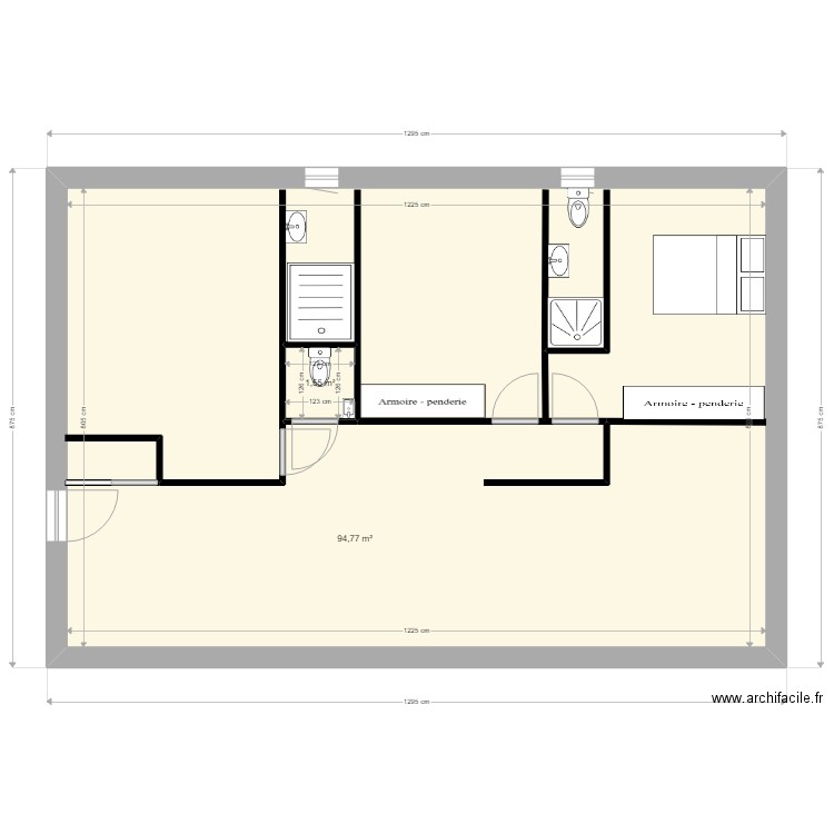 Maison Plain Pied T3 avec Garage. Plan de 2 pièces et 100 m2