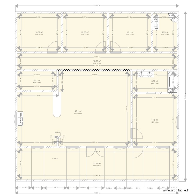 plan madi maoulida 2. Plan de 10 pièces et 158 m2