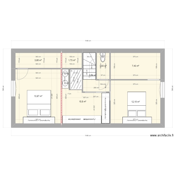 toutain. Plan de 8 pièces et 56 m2