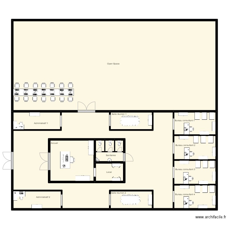 cas antior. Plan de 16 pièces et 263 m2