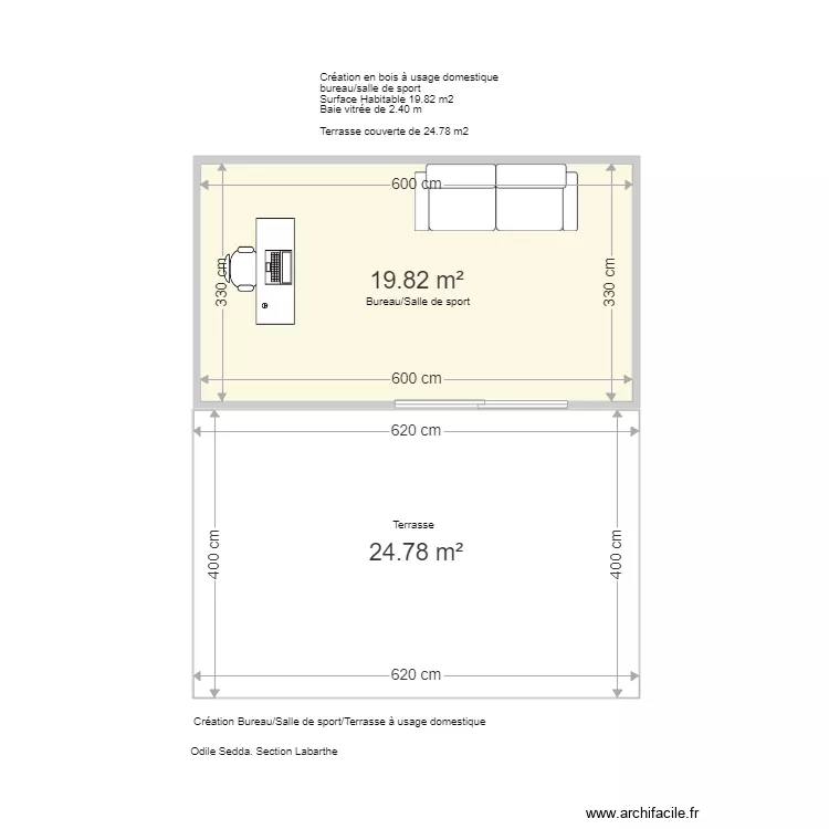 bungalow chambre. Plan de 