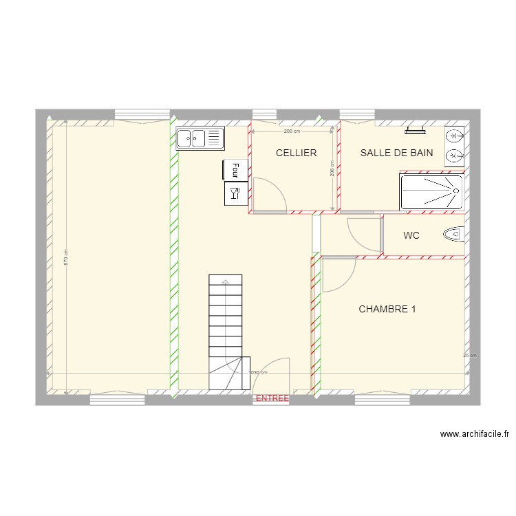 HUARD. Plan de 6 pièces et 63 m2