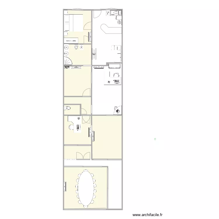 Bureau Dillon en bureau et T2. Plan de 